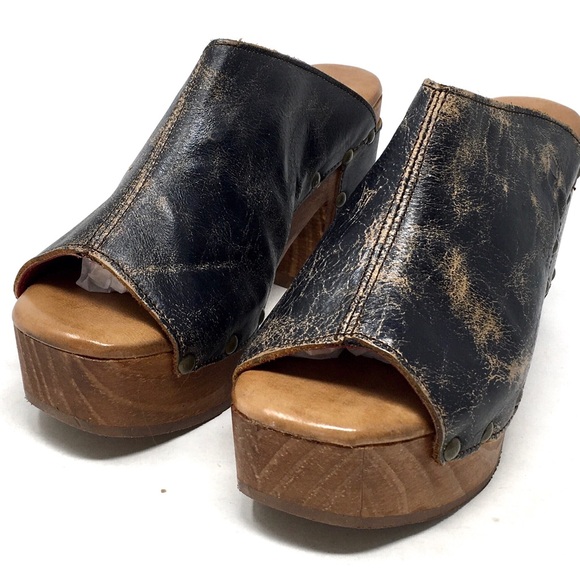 Bed Stu DEVA Mule Clogs Platform Sandal Black Lux Distressed Leather - Picture 6 of 14